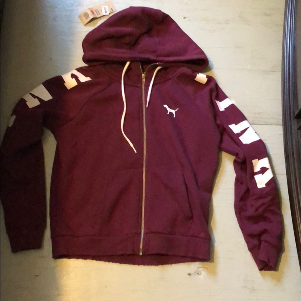 VS PINK maroon funnel neck zip up jacket